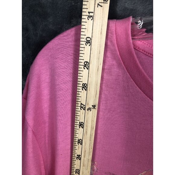 Woman's Biker Shirt Survivors Pink Graphic Tee With Wolf & Motorcycle Design - Picture 6 of 7